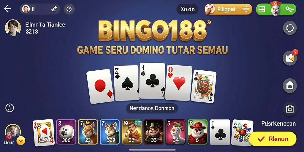 Screenshot utama BINGO188 menampilkan gameplay domino yang seru.