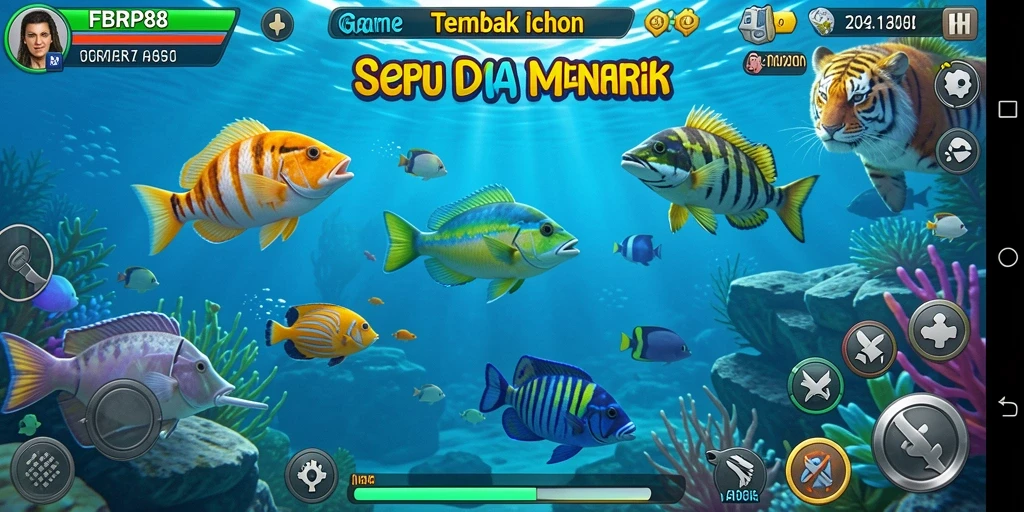 Screenshot gameplay FBRP88 menampilkan suasana menembak ikan yang seru.