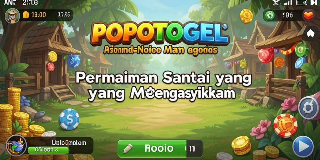 Screenshot utama menunjukkan gameplay santai dan pengumpulan sumber daya yang seru di POPOTOGEL.